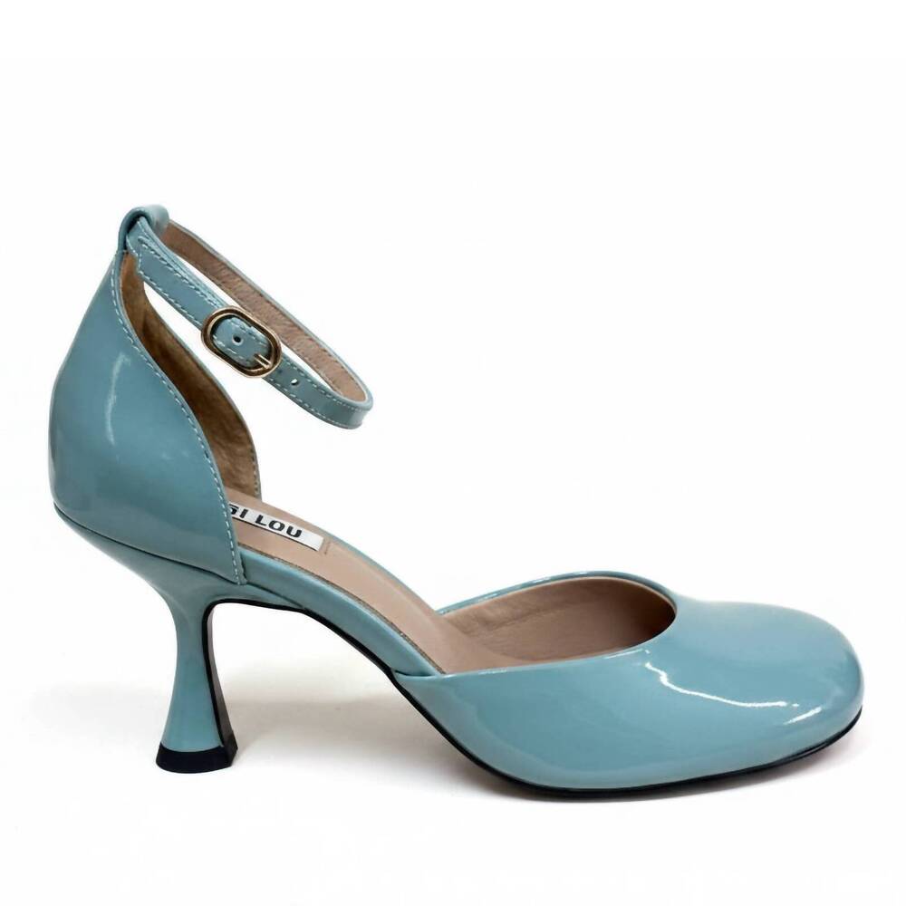 NEW BIBI LOU women's bubble round toe heels in blue/gray